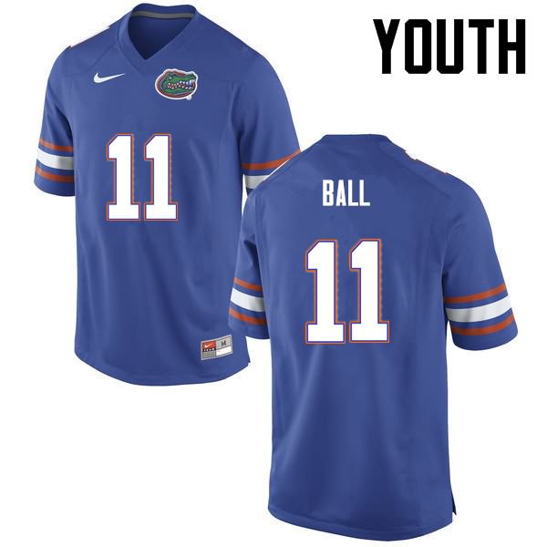 Youth NCAA Florida Gators Neiron Ball #11 Stitched Authentic Nike Blue College Football Jersey WLE4165ZJ